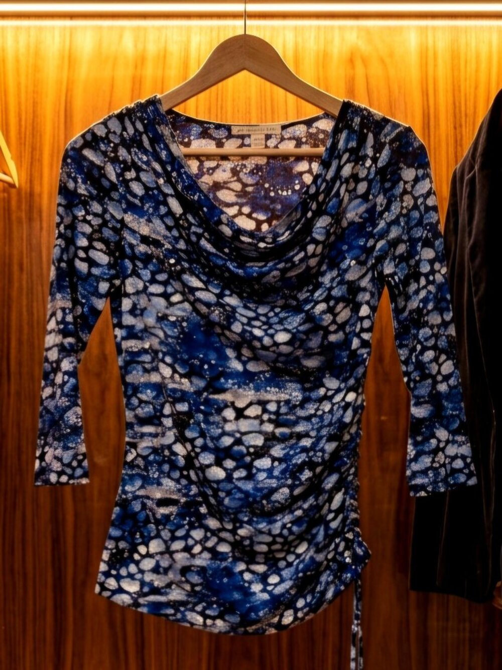 JM Collection 3/4 sleeve, cinch side tie blouse with sequins